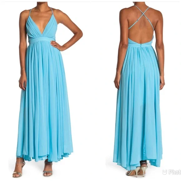 Meghan LA | Dresses | Meghan La Enchanted Garden Maxi Dress Gown Turquoise  Empire Waist Size L | Poshmark